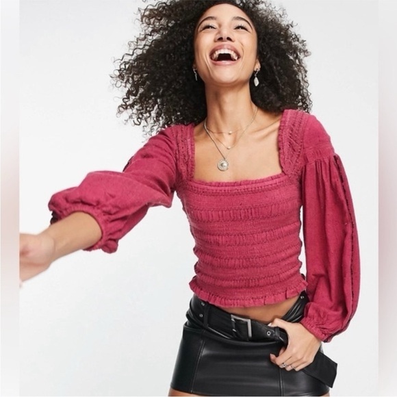 Free People Maggie Embroidered Smocked Top - Picture 1 of 9